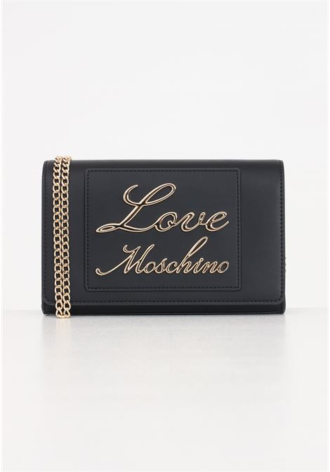 Borsa nera da donna lettering metallo dorato Lovely Love LOVE MOSCHINO | JC4121PP1ILM0000